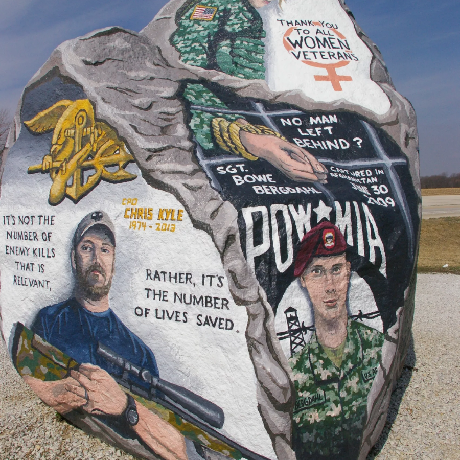Painted Freedom Rock honoring veterans